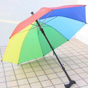 Lifting Walking Stick Umbrella Old Man Parasol Mountaineering Rain Crutch Umbrella Steel Anti-Skidding Climbing Umbrella