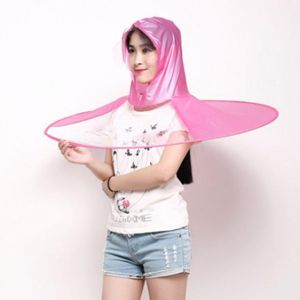 Creative Raincoat Umbrella UFO Shape Rain Hat Cap Child Adult Rain Coat Cover Transparent Umbrellas 3 Sizes for Outdoor Fishing To