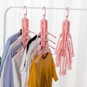 Honana Home 360 Degree Rotation Multifunctional Foldable 8 in 1 Cloth Hanger