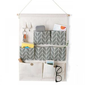 Cotton Linen Door Wall Home Hanging Bag Hanger Organizer Storage Pouch 7 Desktop Organizer