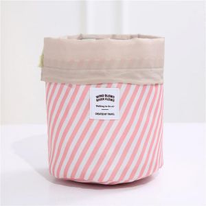 Oxford Cloth Travel Cosmetic Organizer Color Cylinder Drawstring Cosmetic Bag
