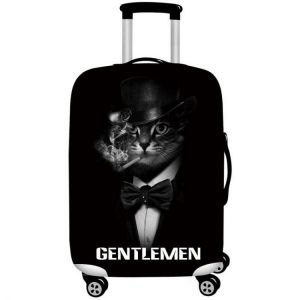 Honana 3D Cool Black Cat Lion Elastic Luggage Cover Trolley Case Cover Durable Suitcase Protector for 18-32 Inch Case Warm Travel 