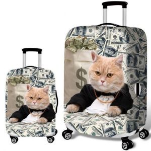 Honana 3D Spoof Cat Elastic Luggage Cover Trolley Case Cover Durable Suitcase Protector for 18-32 Inch Case Warm Travel Accessorie