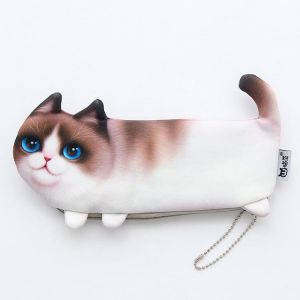 WAM PC-08 Simulation Cat Pencil Case School Stationery Pen Bag Multifunctional Cosmetic Bag