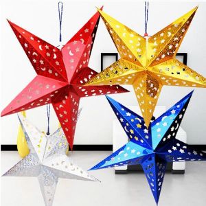 shopping גינה וגנים 30cm Christmas Laser Star Lampshade Hanging Pentagram Ornaments