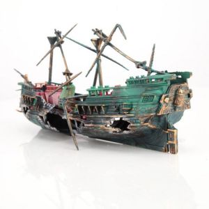 24*12cm Large Aquarium Decoration Boat Plactic Aquarium Ship Air Split Shipwreck Fish Tank Decor Wreck Sunk