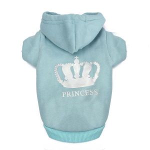 4Colors Winter Pets Dog Princess Crown Printed Clothes Puppy Cat Hoodie Warm Coat