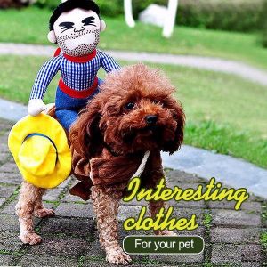 Dog Doggie Puppy Cat Pet Clothes Riders Costume Cowboy Harness Dress Up