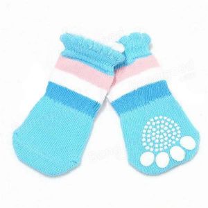 Cat Dog Boat Socks Pet Rickrack Colorful Stripe Pattern Cotton Anti-slip Socks
