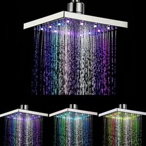 360&deg; Adjustable Chrome Water Temperature Controlled Multi-Color LED Shower Head