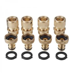 3/4'' BSP Solid Brass Male and Female Connector Garden Hose Quick Connect Water Hose Pipe Connectors Fitting w/ Hose Was