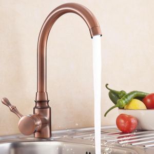 TAPCET Red Copper Antique Kitchen Basin Sink Faucet Hot&amp;Cold Water Mixer Tap