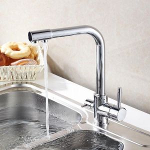 KCASA Kitchen Faucet Hot &amp; Cold Water Purifier Faucet Single Hole Double Handle 360 Degree Rotating Double Handle Double W