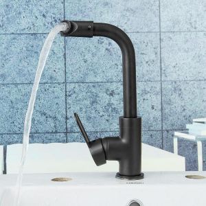 Kitchen Bathroom Basin Sink Faucet Bath Cold/Hot Mixer Water Tap  360&deg; Rotation Black Matte
