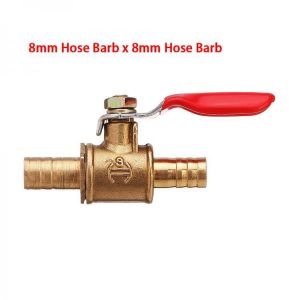 8/10mm Hose Barb Inline Brass Shutoff Mini Ball Valve Pipe Fitting 180&deg; Handle Water Gas Fuel Line