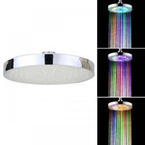 360&deg; Adjustable 8 Inch LED Round Chrome Rain Bathroom Shower Head Rainfall 7 Color Changing Bath
