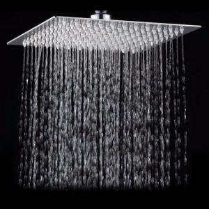 15x15cm 6 Inch Square Water-saving Pressurized Top Spray Rain Rainfall Shower Head 201 Stainless Steel