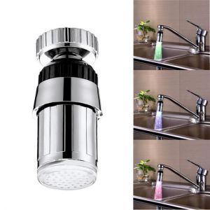 Mrosaa 360 Rotation LED Water Faucet Tap Heads Aerators Temperature Sensor 3 Colors