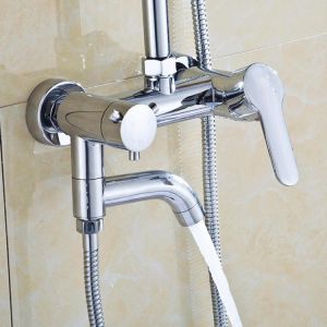 Modern Chrome Bathroom Filler Shower Bath Sink Hand Held Wall Mounted Mixer Tap Faucet