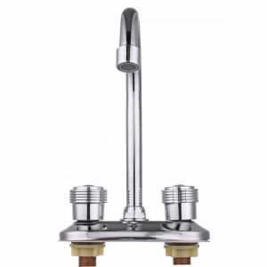 Kitchen Water Tap Dual Handle Faucet 360&deg; Double Spout Sink Basin Mixer Bathroom