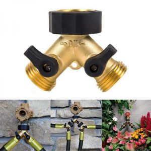 3/4 Inch 2 Way Brass Hose Faucet Manifold Garden Tap Splitter Water Segregator Pipe Divider Switcher Control Shut Off Valve Y-Type