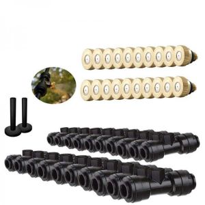 1/4" Brass Low Pressure Misting Nozzle Quick Plug Socket Plug Spray Set Outdoor Garden Water Spray Atomization Irrigation