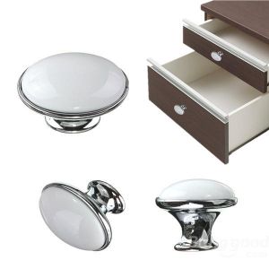 shopping ריהוט White Ceramic Knob Wardrobe Cupboard Kitchen Door Drawer Pull Handle