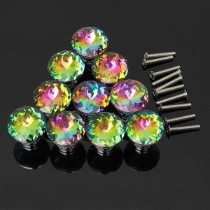 shopping ריהוט 10 Pcs Knobs Handle Glass Cupboard Wardrobe Cabinet Door Drawer Grip 30mm