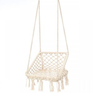 Macrame Hammock Chair Hanging Cotton Seat Rope Hammock Tassel Swing Bed Porch