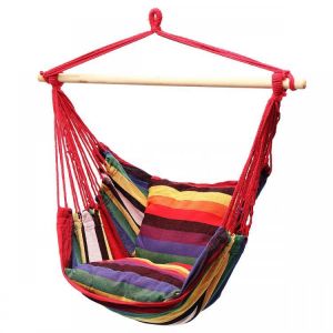 Hanging Hammock Chair Swing Bed Outdoor Indoor Camping Garden Home &amp; 2 Pillows