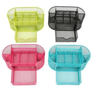 Multifunctional Metal Makeup Brush Vase Pencil Pot Pen Holder Stationery Storage Desktop Organizer