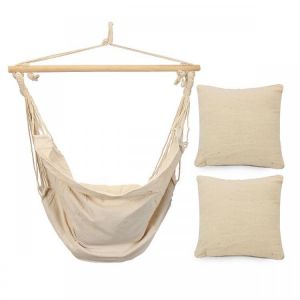 Deluxe Hanging Hammock Chair Swing INCLUDES Soft Cushions Outdoor Camping Frame