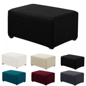 Stretchy Fabric Footstool Cover Square Ottoman Protector Stretch Slipcover for Home Sofa