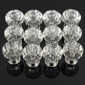 12Pcs Acrylic Crystal Clear Door Drawer Knob Handle