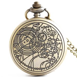 shopping שעונים לגבר DEFFRUN Retro Bronze Romantic Style Simple Dial Chain Quartz Pocket Watch