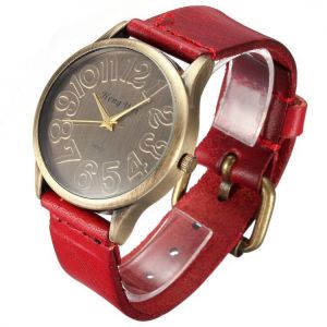Fashion Retro Round Dial Leather Band Quartz Wrist Watch 4 Colors