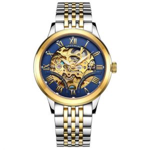 DEFFRUN DM0001 Roman Number 3D Dial Case Men Watch Stainless Steel Strap Automatic Mechanical Watch