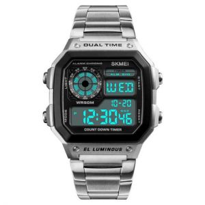 SKMEI 1335 Digital Watch Men Chronograph Alarm Watch Fashion Style Stainless Steel Sport Watch
