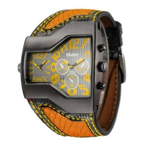 OULM 1220 Multi Time Zone Men Watch Decoration Dials Leather Strap Quartz Watch