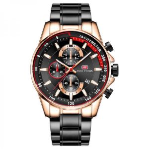 MINI FOCUS MF0218G Date Display Men Wristwatch Working Little Dial Full Steel Quartz Watch