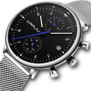 CRRJU 2278 Chronograph Luminous Display  Calendar Fashion Steel Strap Men Quartz Watch