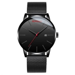 JENISES XD656 Waterproof Calendar Quartz Watches Milan Stainless Steel Strap Men Wrist Watch