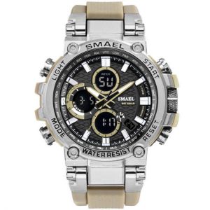 SMAEL 1803 Metal Case Luminous Needle 5ATM Waterproof Sport Dual Display Digital Watch