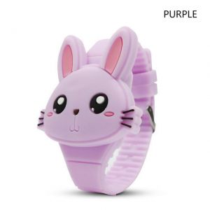 Deffrun Flip Cover Cartoon Student Kid Watch LED Display Cute Style Rubber Digital Watch