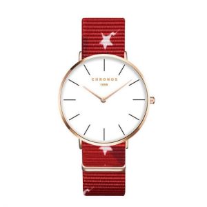 CHRONOS CH20 Rose Gold Case Unisex Wrist Watch Nylon Strap Quartz Movement Watch