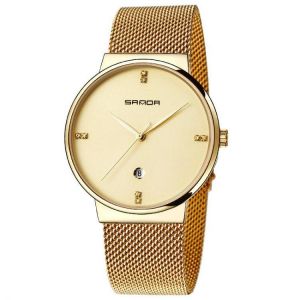 SANDA P210 Men Watch Fashion Simple Dial Stainless Steel Strap Male Quartz Wrist Watch