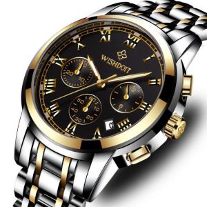 WISHDOIT WSD-016 Men Watch Fashion Chronograph Stainless Steel Strap Wrist Watch
