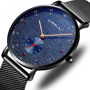 CRRJU 2163 Fashion Red Dot Design Full Steel Independent Second Dial Men Quartz Watch