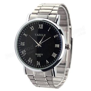 YAZOLE 278 Stainless Steel Analog Quartz Couples Wrist Watch