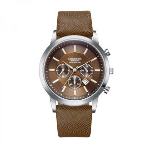 CHRONOS Casual Style Calendar Men Wrist Watch False Small Dials Leather Strap Quartz Watch
